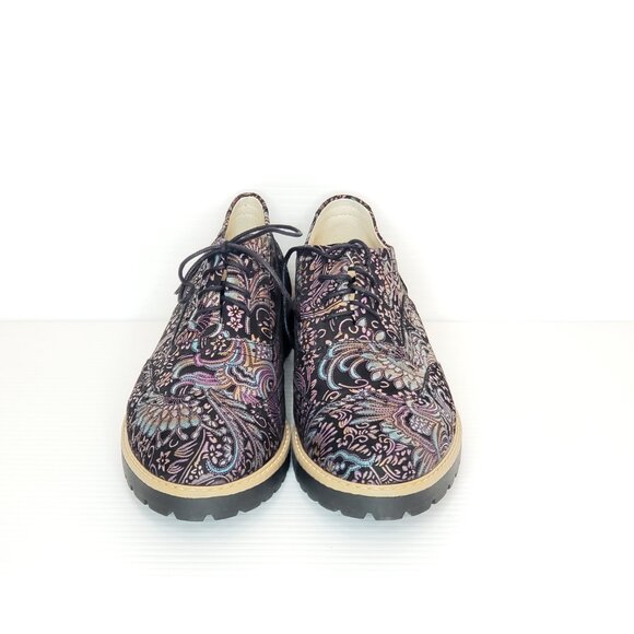 Zapato Black Fine Floral Platform Leather Oxford - HAML6 - Picture 8 of 9
